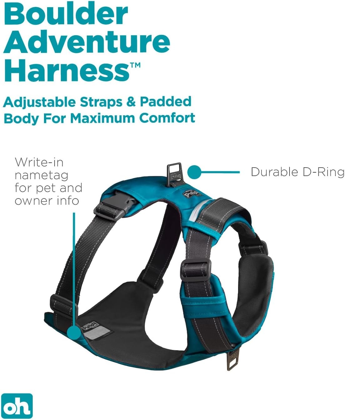 image:imageOutward Hound Boulder Grip Reflective Dog Leash Black 5 ftTurquoise