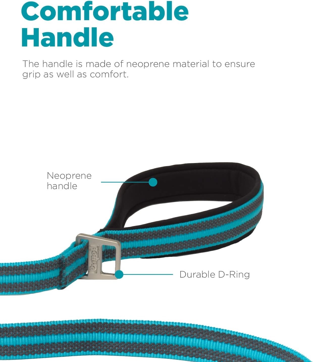 image:imageOutward Hound Boulder Grip Reflective Dog Leash Black 5 ftTurquoise