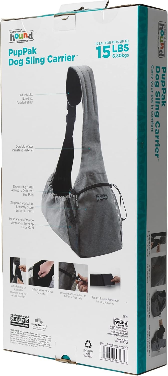 image:imageOutward Hound PupPak 2 in 1 Dog Carrier Backpack Black HandsFree Front or Back Wear Fits Pets up to 20 lbs Expandable Bottom 360 Mesh Storage Pockets Ideal for Travel Hiking CampingGrey