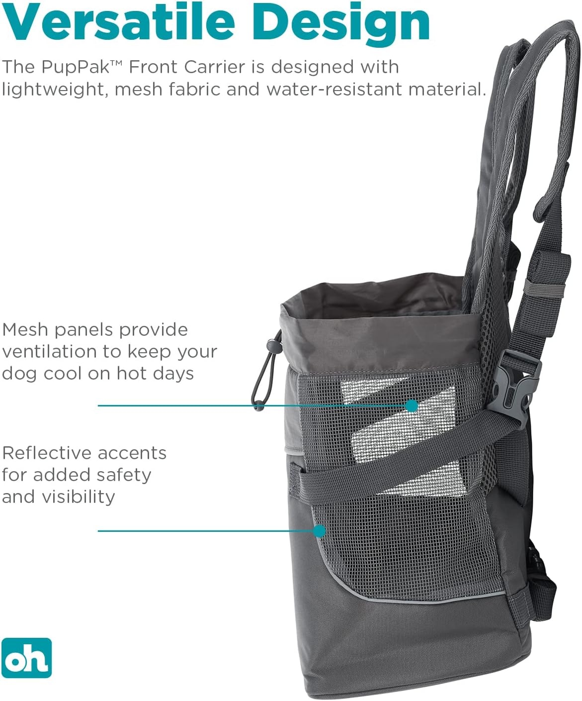 image:imageOutward Hound PupPak 2 in 1 Dog Carrier Backpack Black HandsFree Front or Back Wear Fits Pets up to 20 lbs Expandable Bottom 360 Mesh Storage Pockets Ideal for Travel Hiking CampingGrey