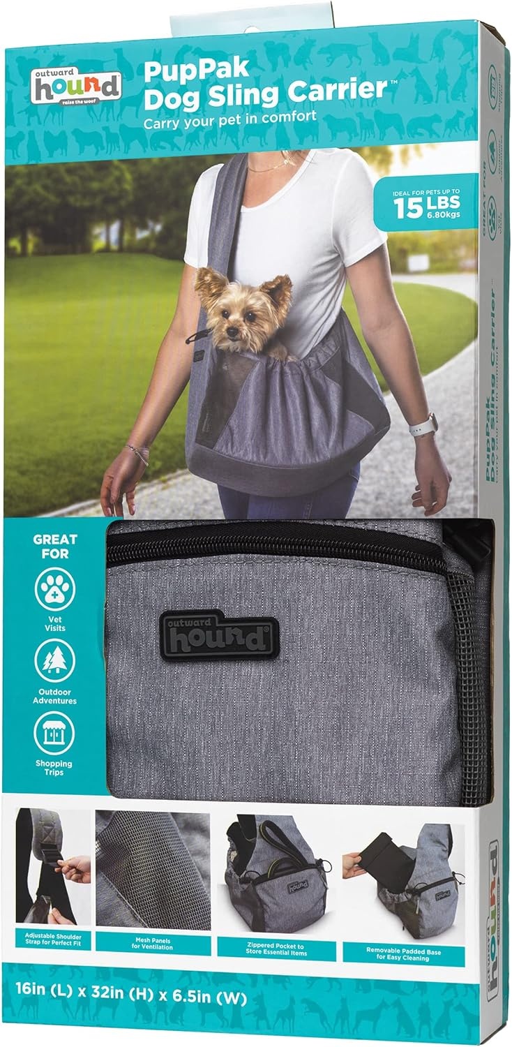 image:imageOutward Hound PupPak 2 in 1 Dog Carrier Backpack Black HandsFree Front or Back Wear Fits Pets up to 20 lbs Expandable Bottom 360 Mesh Storage Pockets Ideal for Travel Hiking CampingGrey