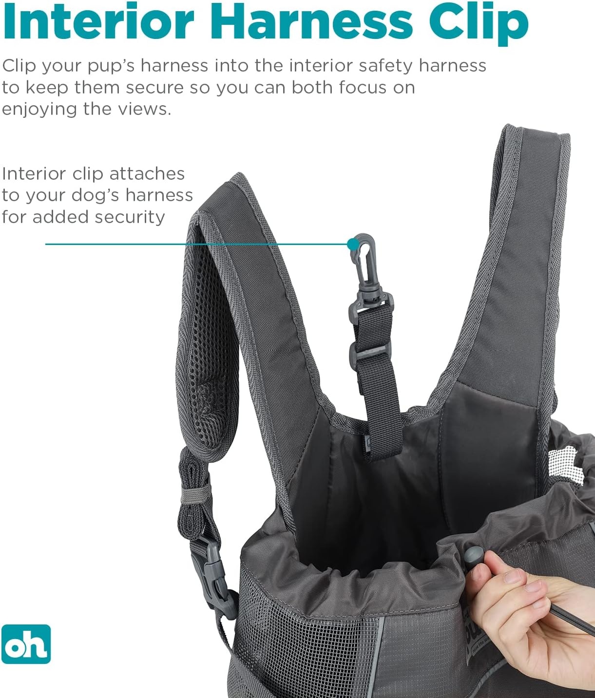 image:imageOutward Hound PupPak Dog Front Carrier Medium Grey HandsFree Hiking amp Camping Pet Backpack for Small Pets up to 20 lbs Padded Straps Breathable Mesh WaterResistant Safety ClipGrey