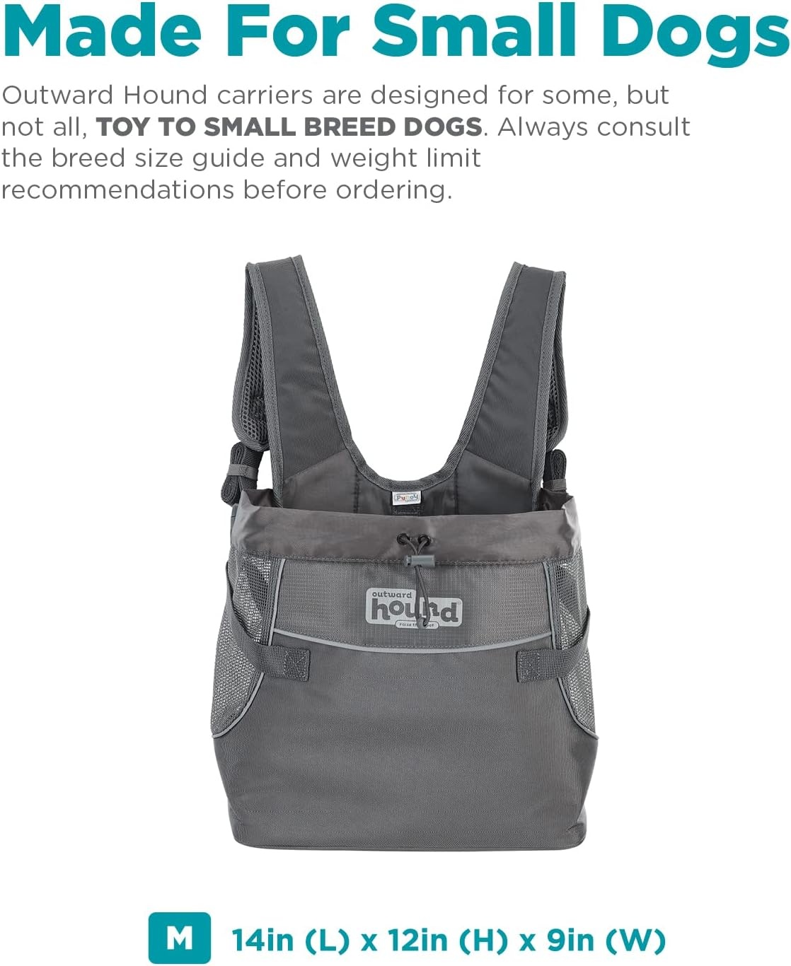 image:imageOutward Hound PupPak Dog Front Carrier Medium Grey HandsFree Hiking amp Camping Pet Backpack for Small Pets up to 20 lbs Padded Straps Breathable Mesh WaterResistant Safety ClipGrey