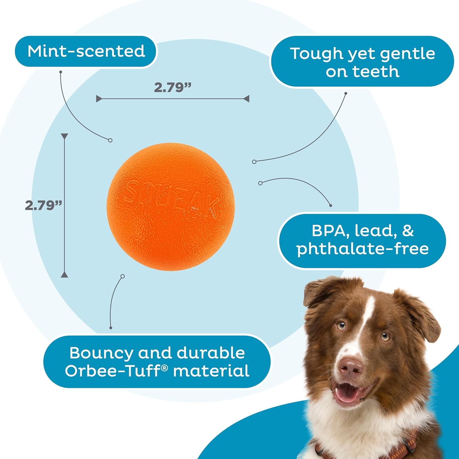 image:imageOutward Hound by Planet Dog Squeak Ball Bouncy Fetch Dog Toy OrangeOrange Squeak Toy