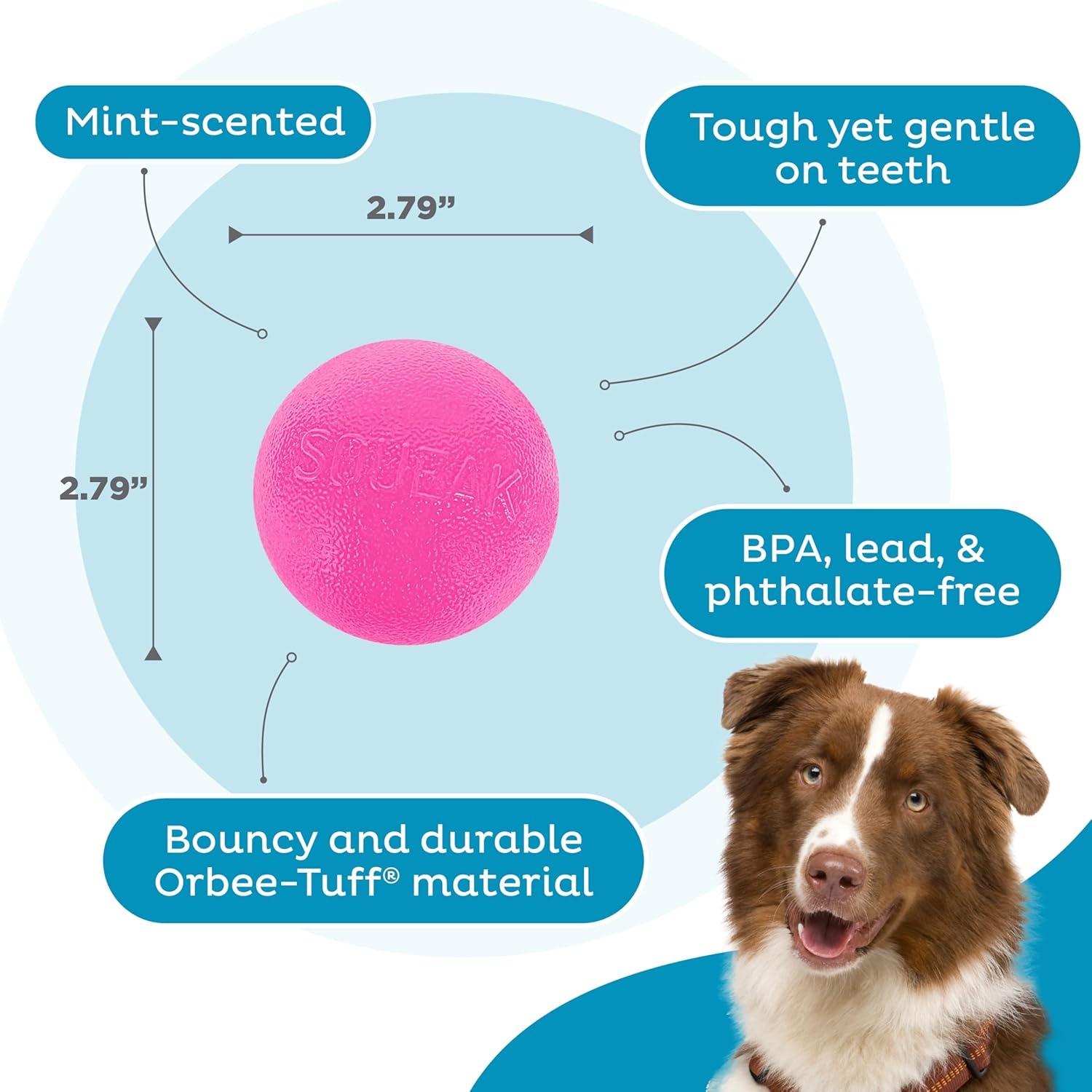 image:imageOutward Hound by Planet Dog Squeak Ball Bouncy Fetch Dog Toy OrangePink Squeak Toy