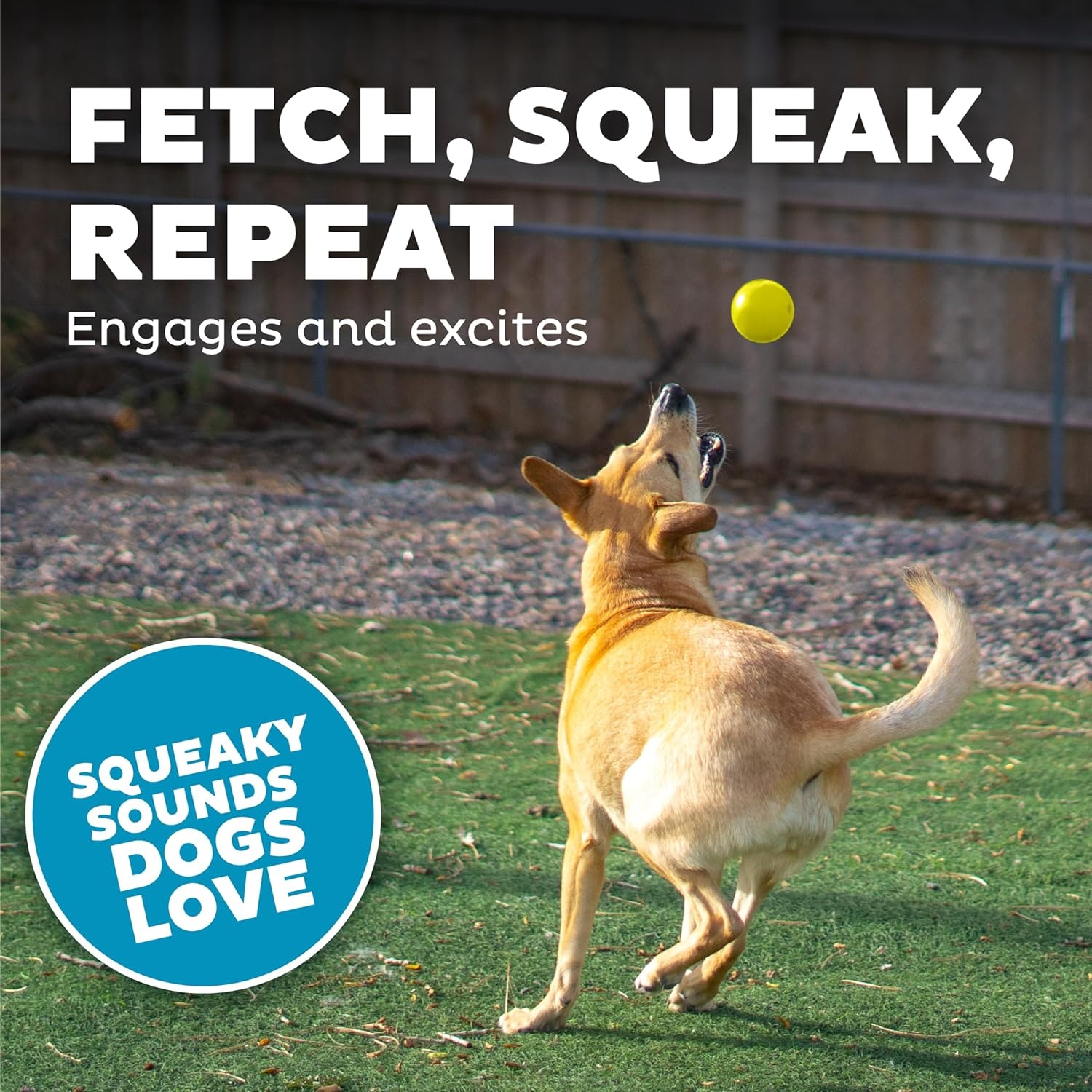image:imageOutward Hound by Planet Dog Squeak Ball Bouncy Fetch Dog Toy OrangeYellow Squeak Toy