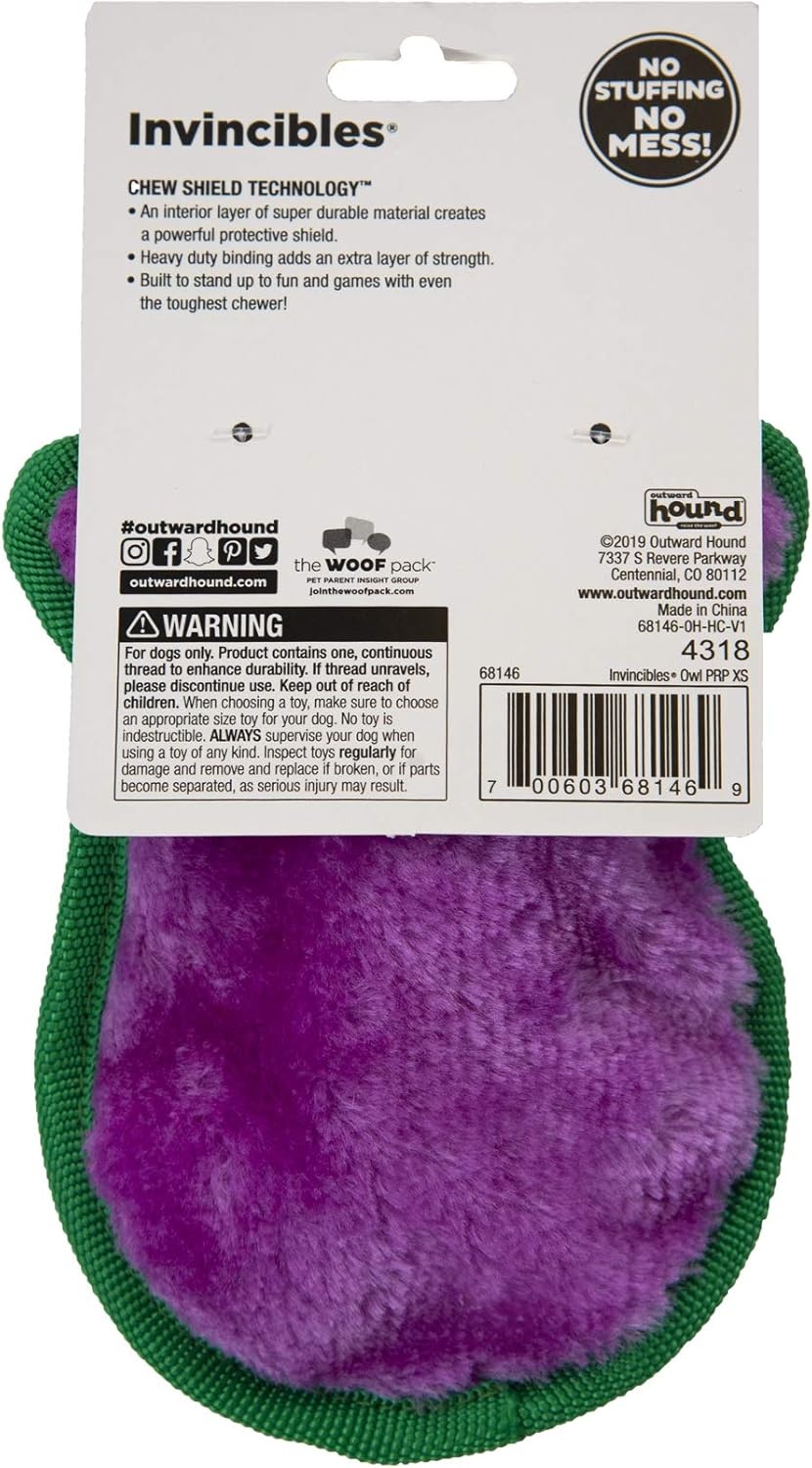 image:imageOutward Hound Durablez Minis Squeaky Plush Dog Toy No Stuffing for Less Mess Interactive amp Tough Jumbo Squeaker Puppies amp Small Dogs Fox 63Owl