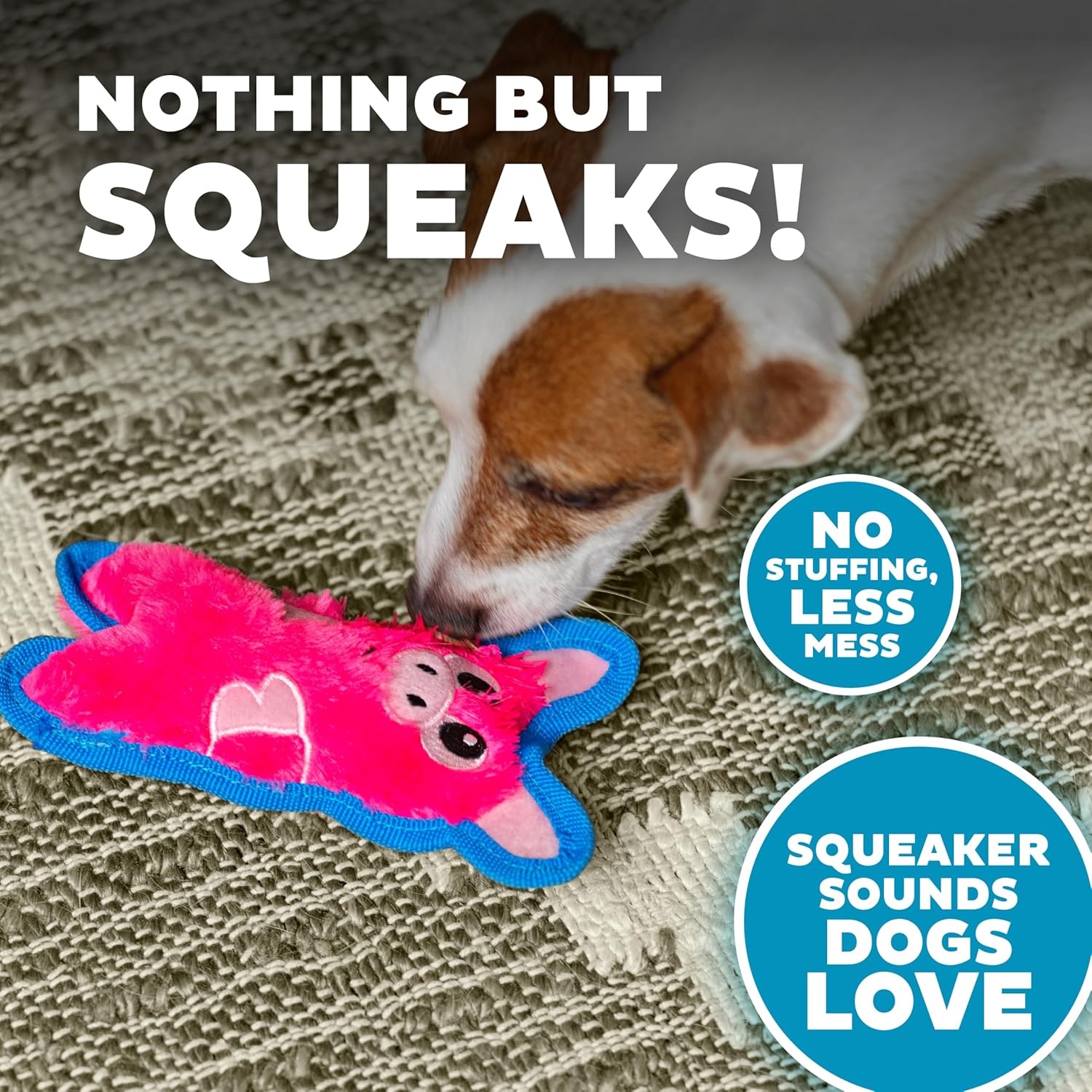 image:imageOutward Hound Durablez Minis Squeaky Plush Dog Toy No Stuffing for Less Mess Interactive amp Tough Jumbo Squeaker Puppies amp Small Dogs Fox 63Pig