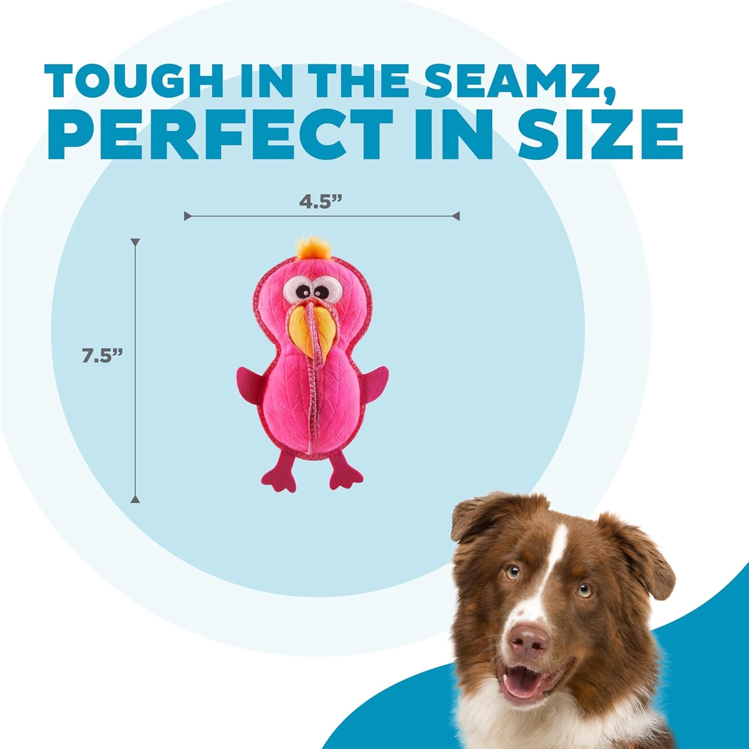 image:imageOutward Hound Xtreme Seamz Alligator Squeaky Dog Toy Reinforced Dense Stuffing Plush ToyFlamingo