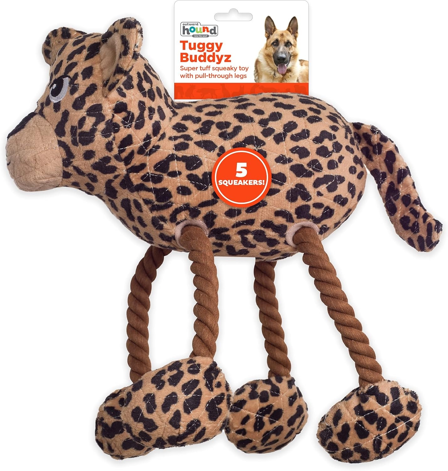 image:imageOutward Hound Xtreme Seamz Alligator Squeaky Dog Toy Reinforced Dense Stuffing Plush ToyLeopard Tuggy