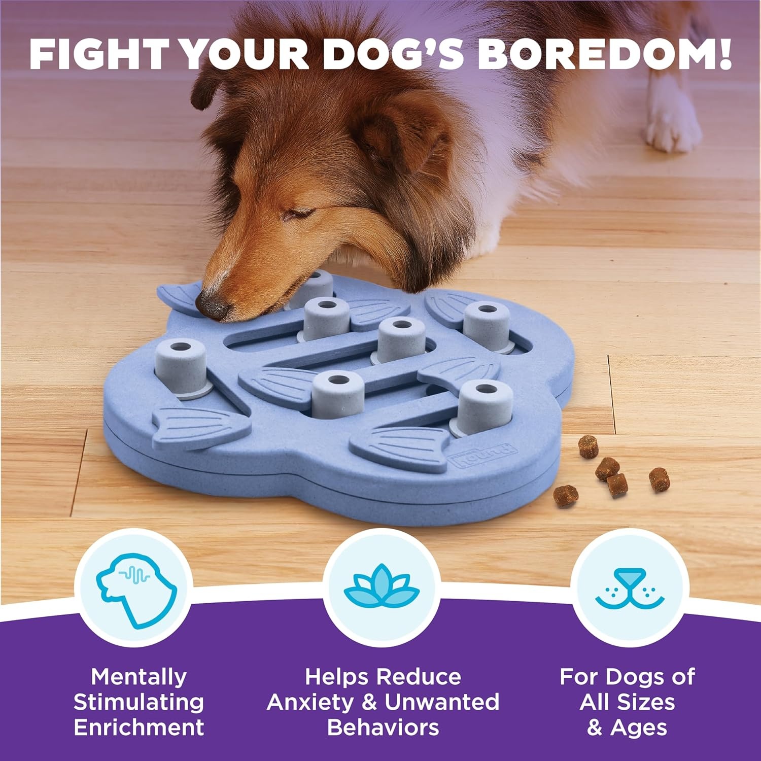 image:imageOutward Hound by Nina Ottosson Dog Tornado Interactive Treat Puzzle Enrichment Toy 3 Spinning Layers Level 2 IntermediateDog HideNSlide Purple