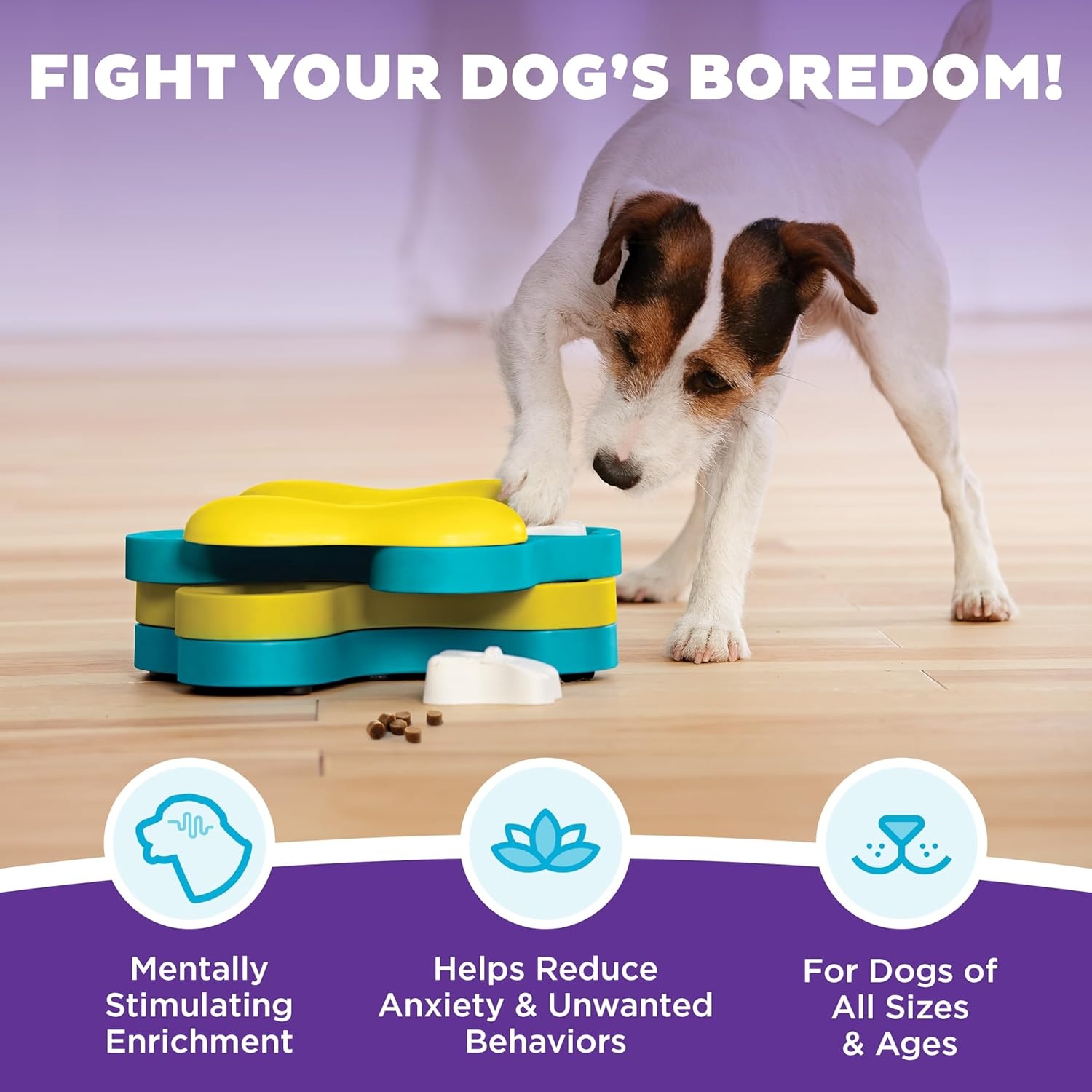 image:imageOutward Hound by Nina Ottosson Dog Tornado Interactive Treat Puzzle Enrichment Toy 3 Spinning Layers Level 2 IntermediateDog Tornado Yellow and Blue