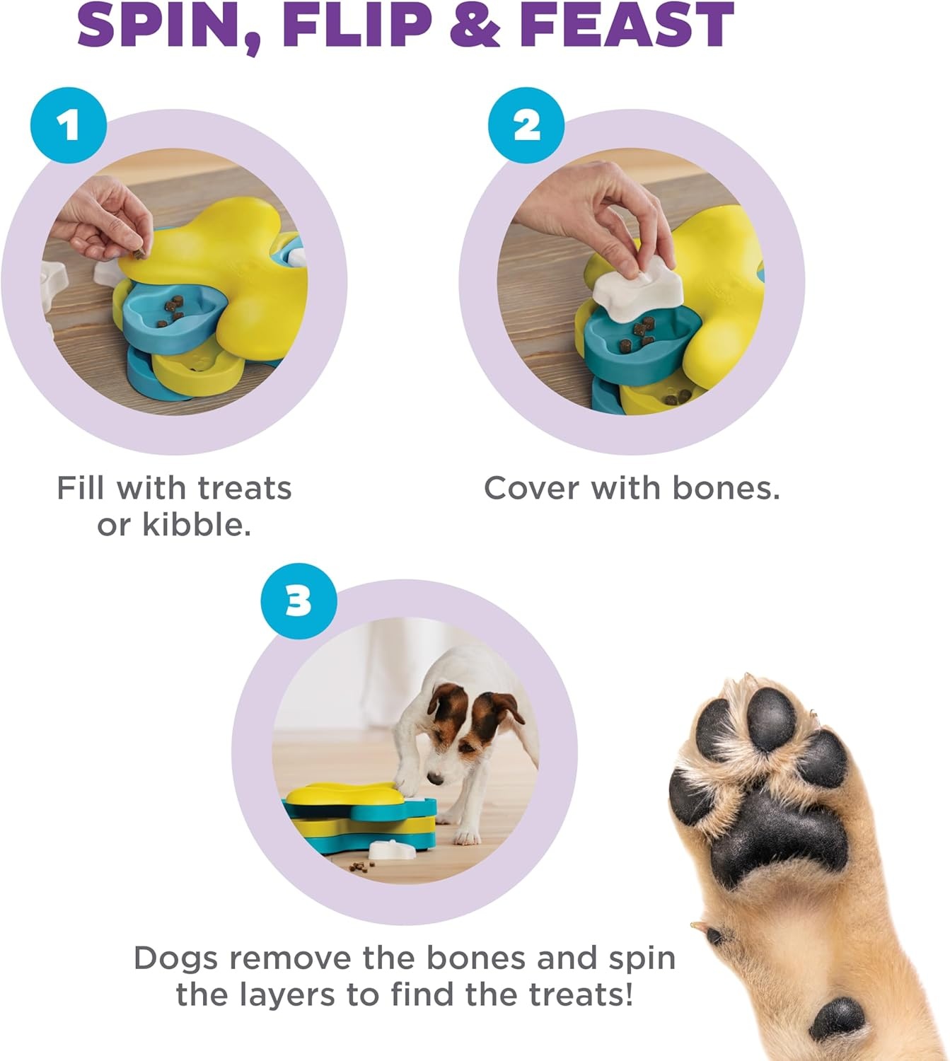 image:imageOutward Hound by Nina Ottosson Dog Tornado Interactive Treat Puzzle Enrichment Toy 3 Spinning Layers Level 2 IntermediateDog Tornado Yellow and Blue