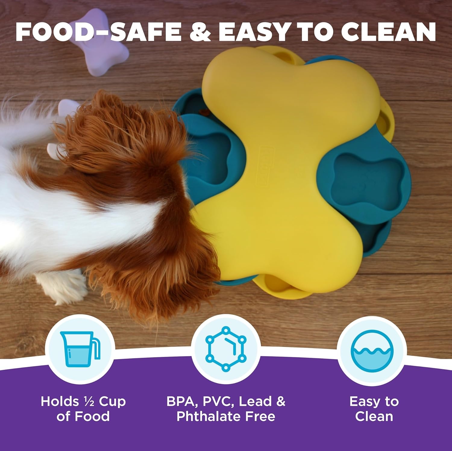image:imageOutward Hound by Nina Ottosson Dog Tornado Interactive Treat Puzzle Enrichment Toy 3 Spinning Layers Level 2 IntermediateDog Tornado Yellow and Blue