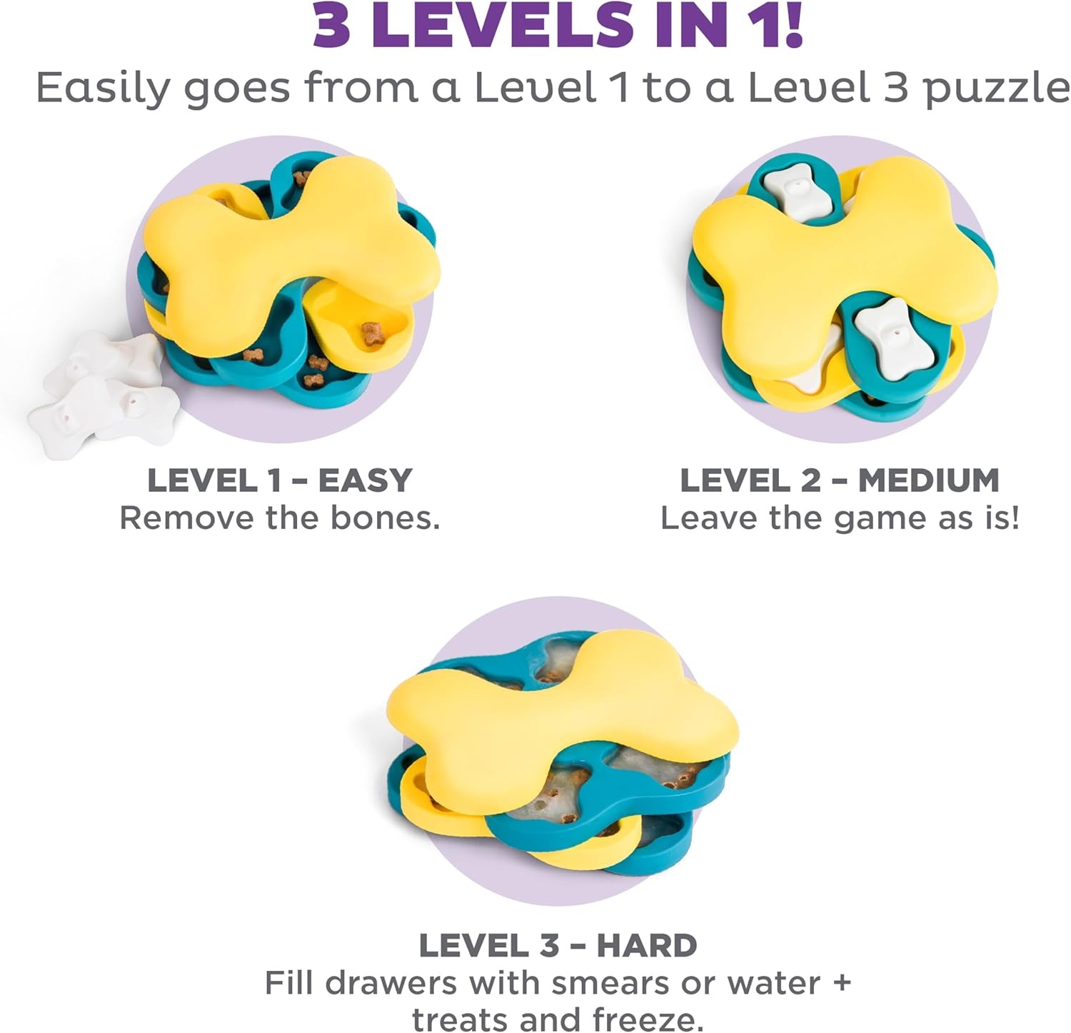 image:imageOutward Hound by Nina Ottosson Dog Tornado Interactive Treat Puzzle Enrichment Toy 3 Spinning Layers Level 2 IntermediateDog Tornado Yellow and Blue