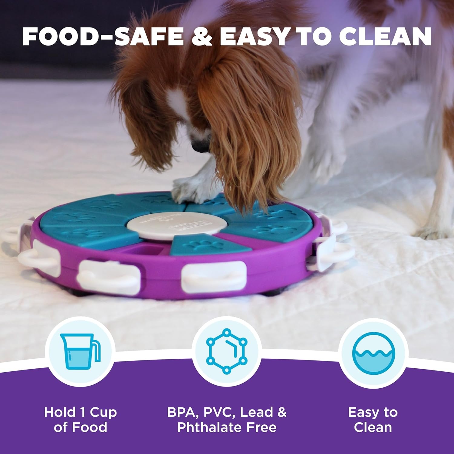 image:imageOutward Hound by Nina Ottosson Dog Tornado Interactive Treat Puzzle Enrichment Toy 3 Spinning Layers Level 2 IntermediateDog Twister Purple Blue