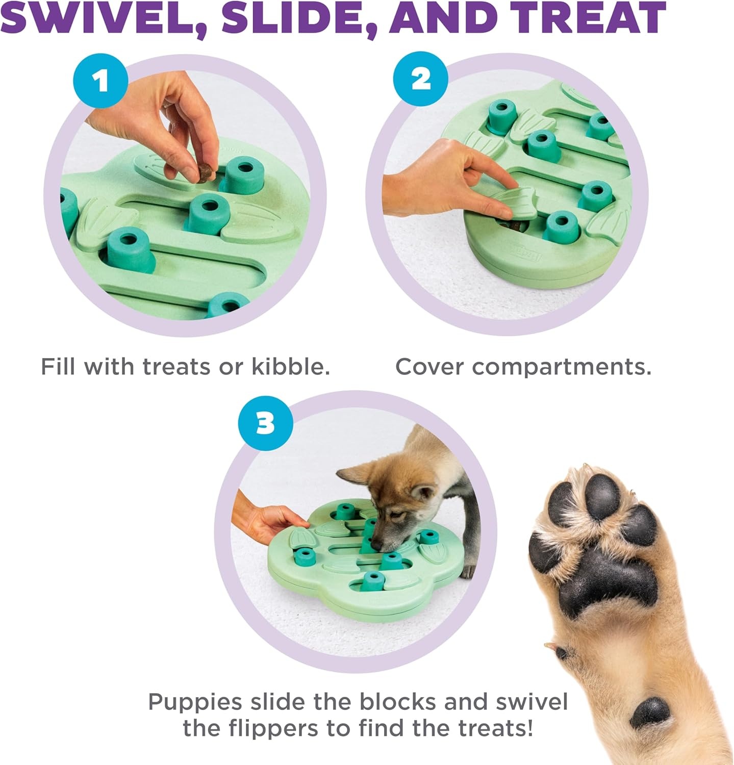image:imageOutward Hound by Nina Ottosson Puppy Treat Puzzle Enrichment Dog ToyPuppy HideNSlide Green
