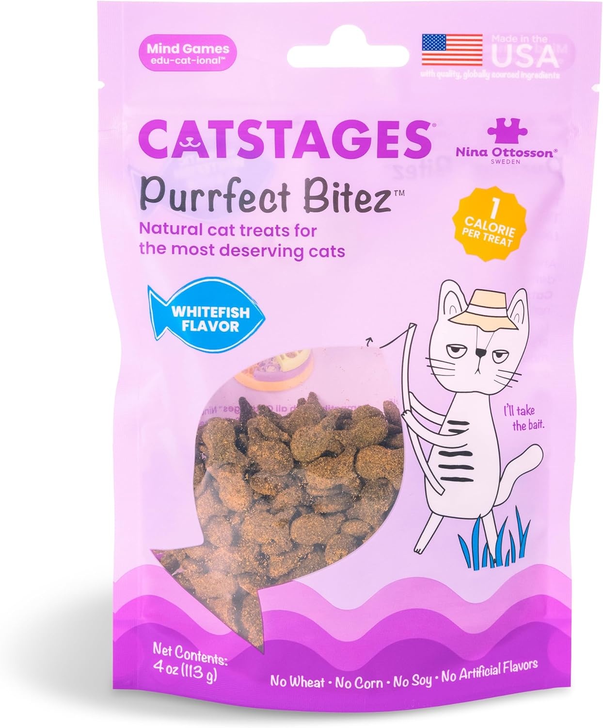 image:imageCatstages Kitty Cube Treat Puzzle Toy Nina Ottosson Purrfect Bitez Natural Crunchy Cat Treats Real Whitefish Flavor 4oz Interactive Feeder amp Training BundleKitty Cube Treats Bundle