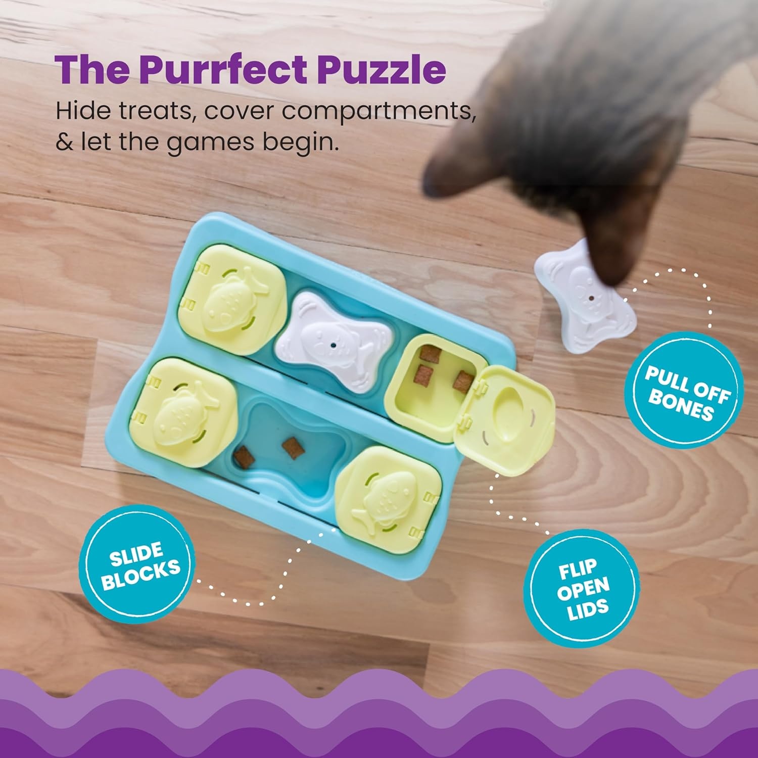 image:imageCatstages Kitty Cube Treat Puzzle Toy Nina Ottosson Purrfect Bitez Natural Crunchy Cat Treats Real Whitefish Flavor 4oz Interactive Feeder amp Training BundleKitty Cube Treats Bundle