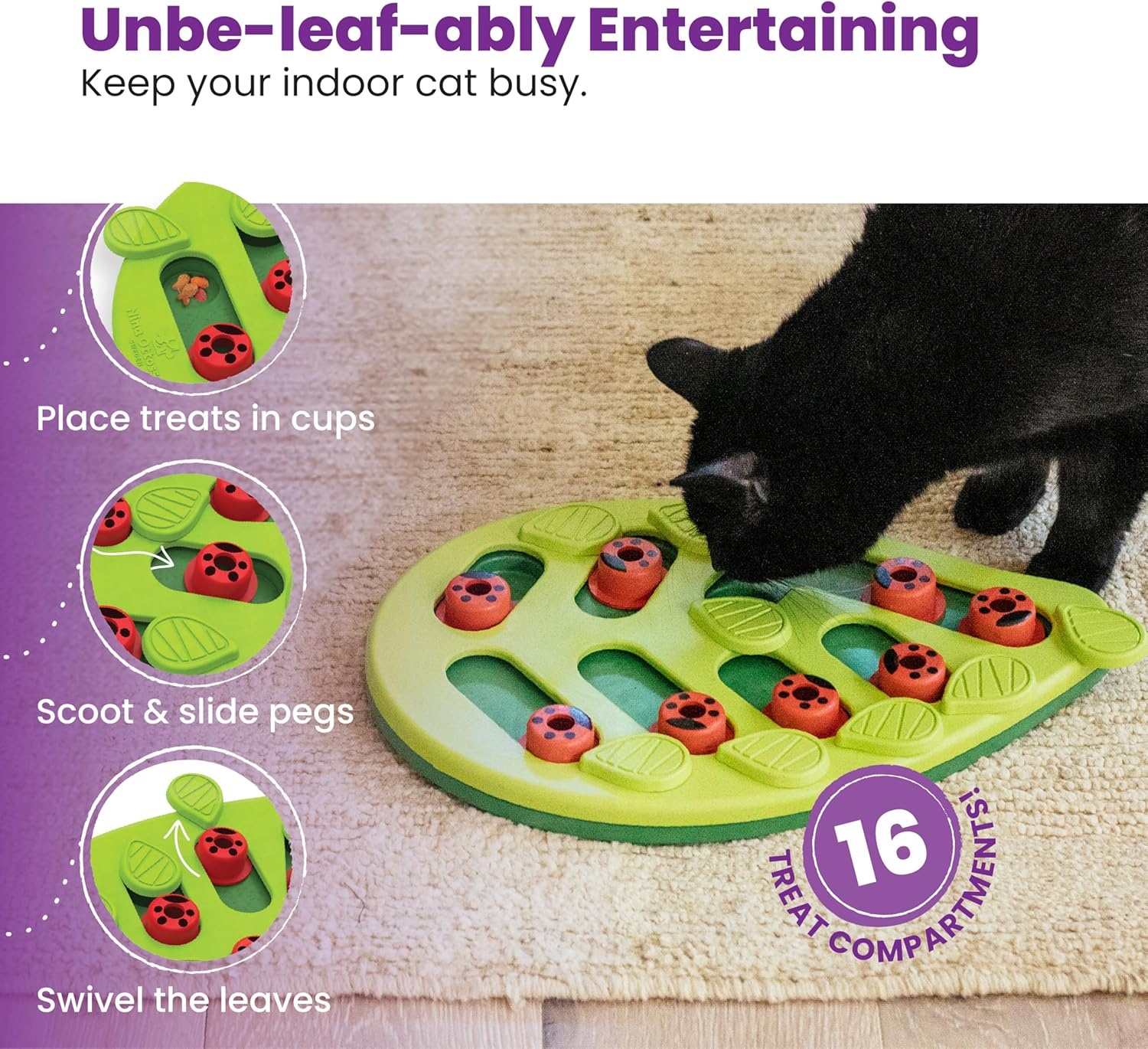 image:imageCatstages Nina Ottosson Buggin Out Puzzle amp Play Cat Puzzle Feeder Interactive Treat Game for Indoor Cats Level 2 Slow Feeder Enrichment Toy 139 x 115Buggin Out