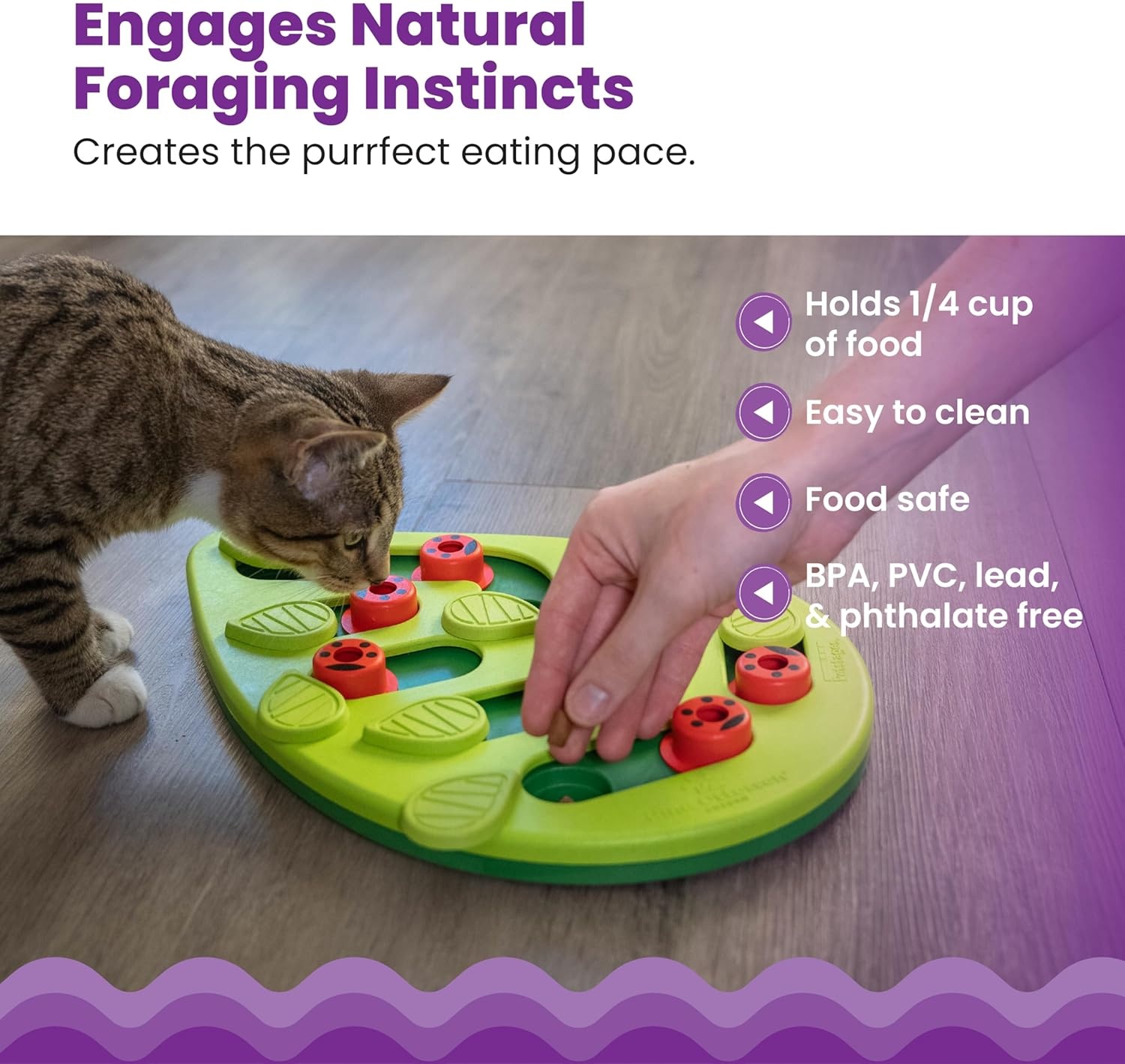 image:imageCatstages Nina Ottosson Buggin Out Puzzle amp Play Cat Puzzle Feeder Interactive Treat Game for Indoor Cats Level 2 Slow Feeder Enrichment Toy 139 x 115Buggin Out