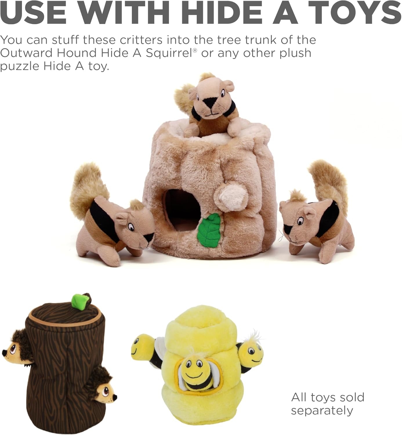 image:imageOutward Hound Nina Ottosson Plush Replacement Chipmunk Toys for Snuffle N Treat Dog Ball Puzzle 3 PackExtra Chipmunks Brown 3 Pack