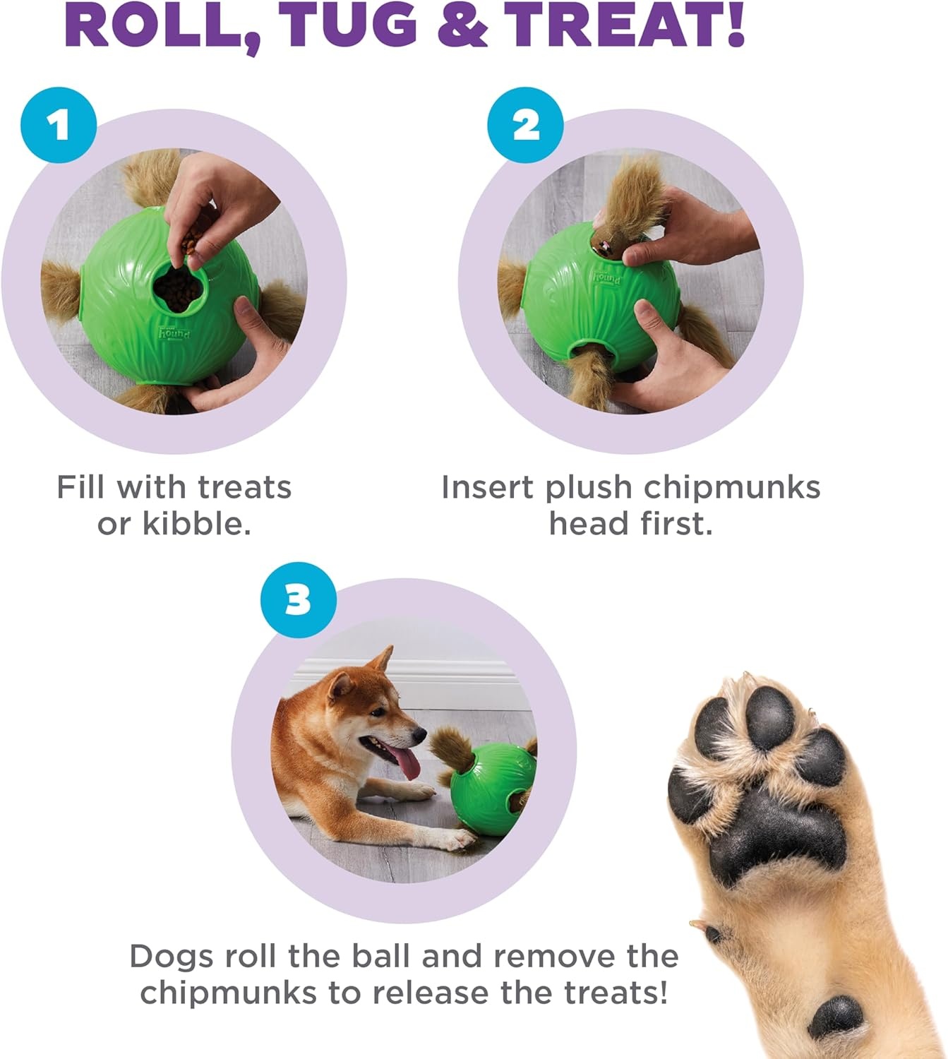 image:imageOutward Hound Nina Ottosson Plush Replacement Chipmunk Toys for Snuffle N Treat Dog Ball Puzzle 3 PackSnuffle N Treat Green