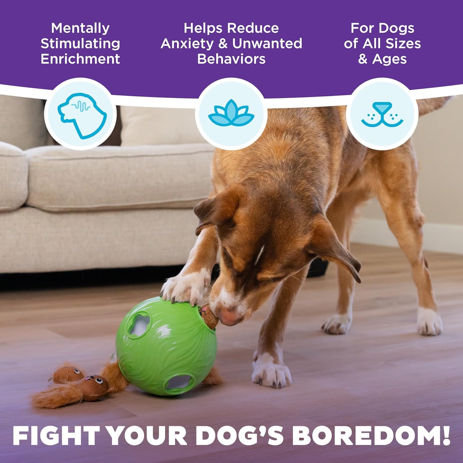 image:imageOutward Hound Nina Ottosson Plush Replacement Chipmunk Toys for Snuffle N Treat Dog Ball Puzzle 3 PackSnuffle N Treat Green