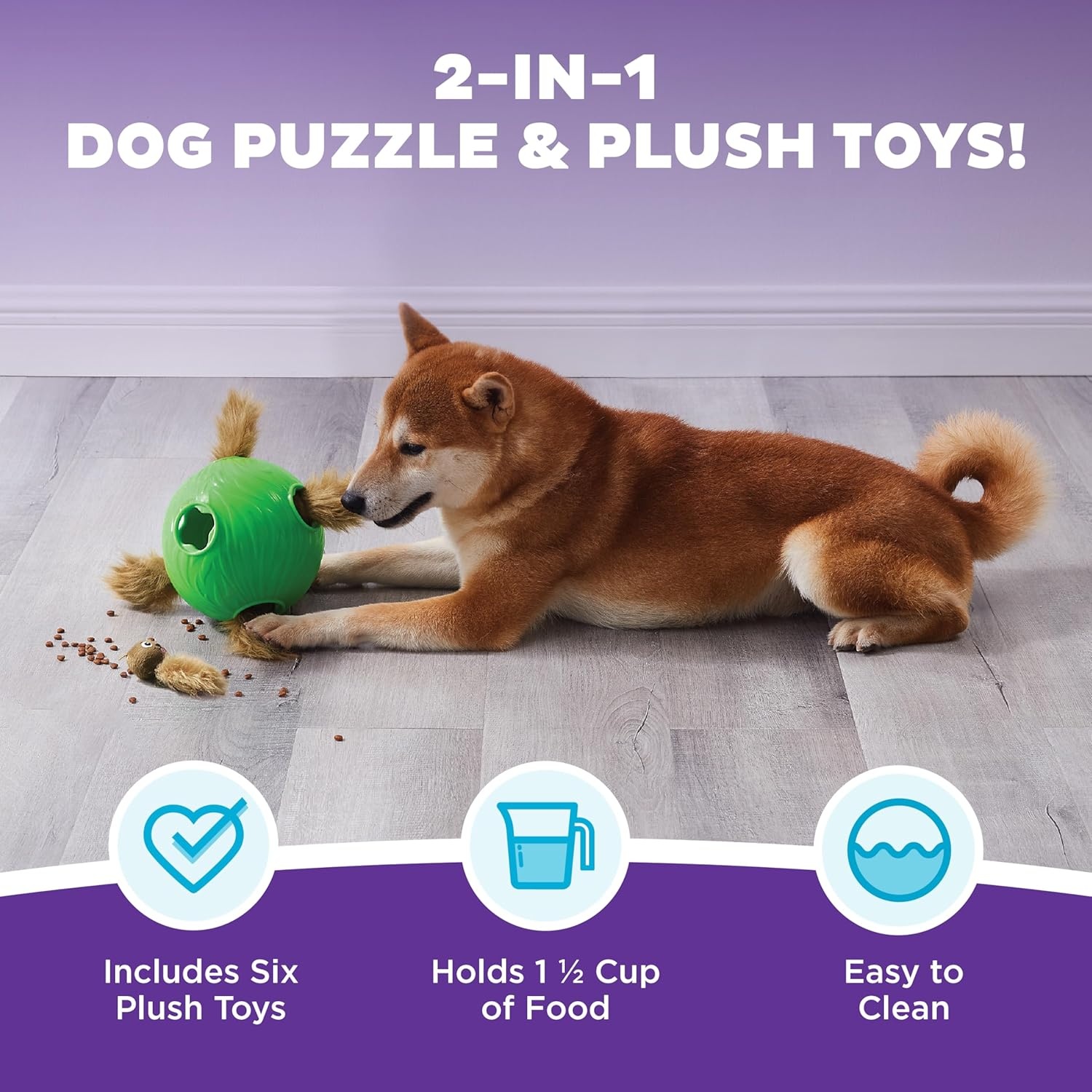 image:imageOutward Hound Nina Ottosson Plush Replacement Chipmunk Toys for Snuffle N Treat Dog Ball Puzzle 3 PackSnuffle N Treat Green