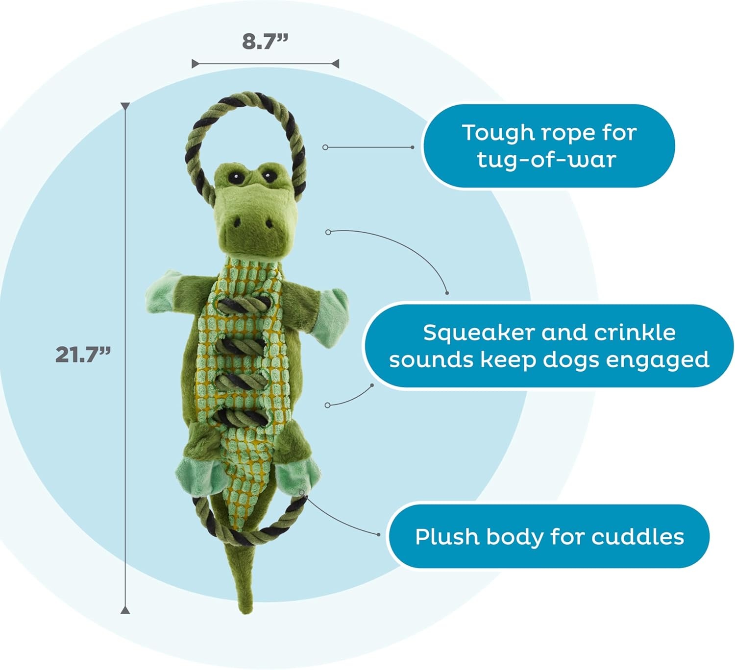 image:imageOutward Hound Ranch Roperz Pig Plush Squeaky Dog ToyRopiez Gator