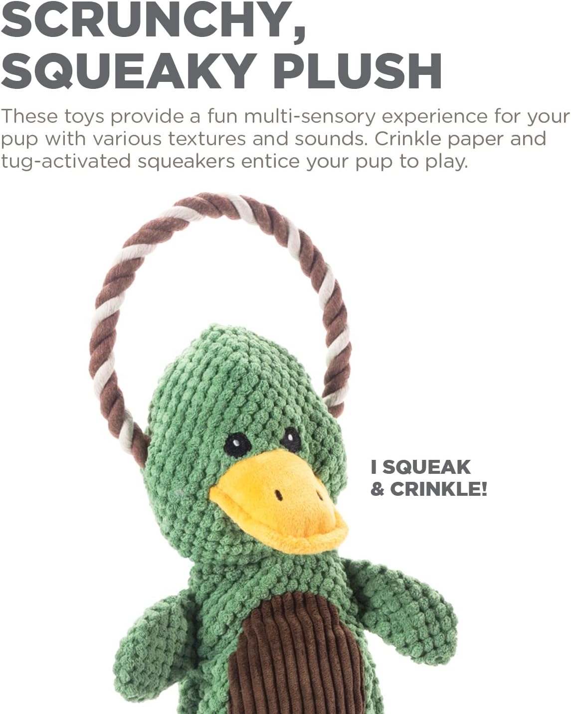 image:imageOutward Hound Ranch Roperz Pig Plush Squeaky Dog ToyScrunch Bunch Duck