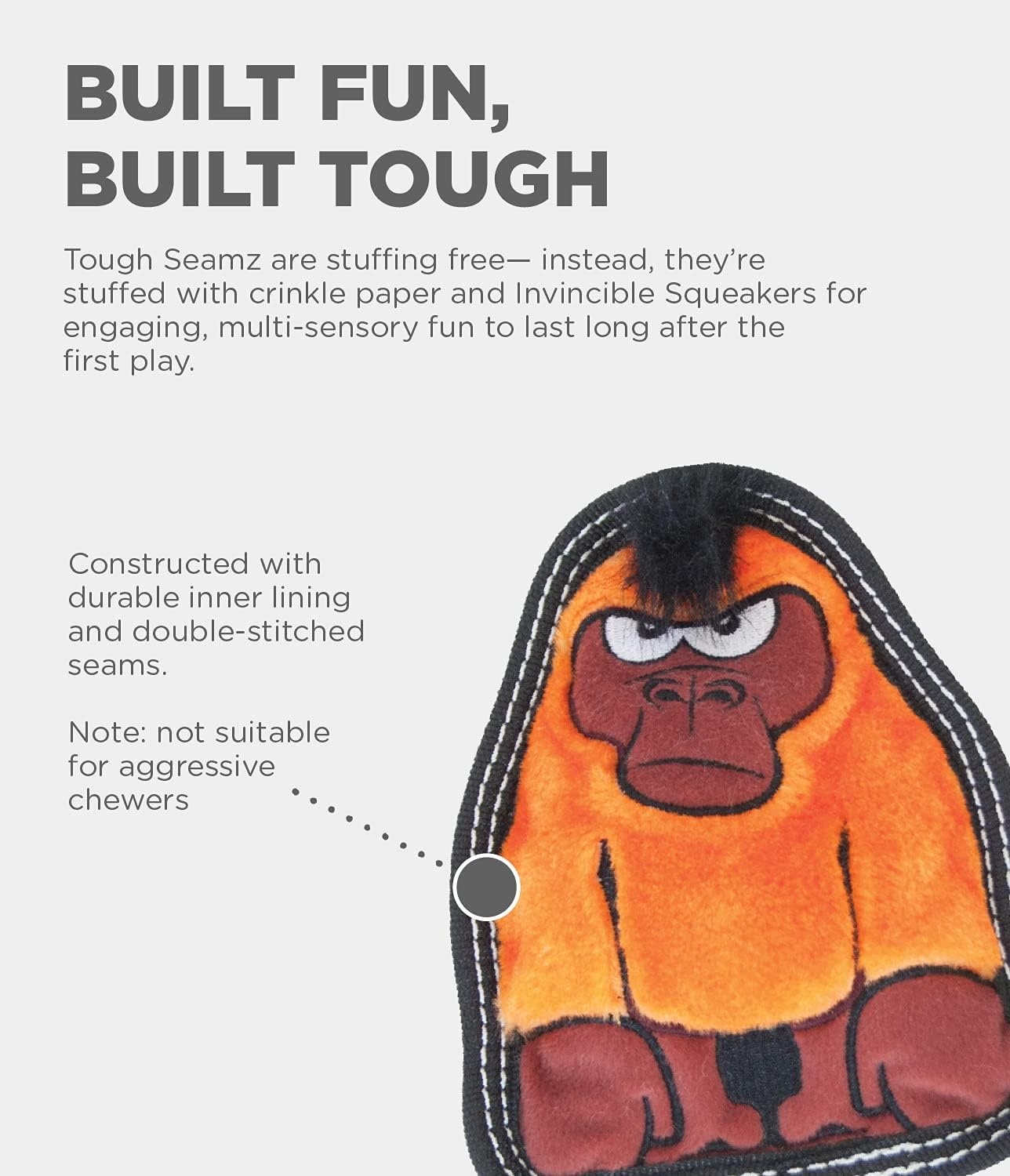 image:imageOutward Hound Tough Seamz Lion Plush Dog Toy MediumGorilla