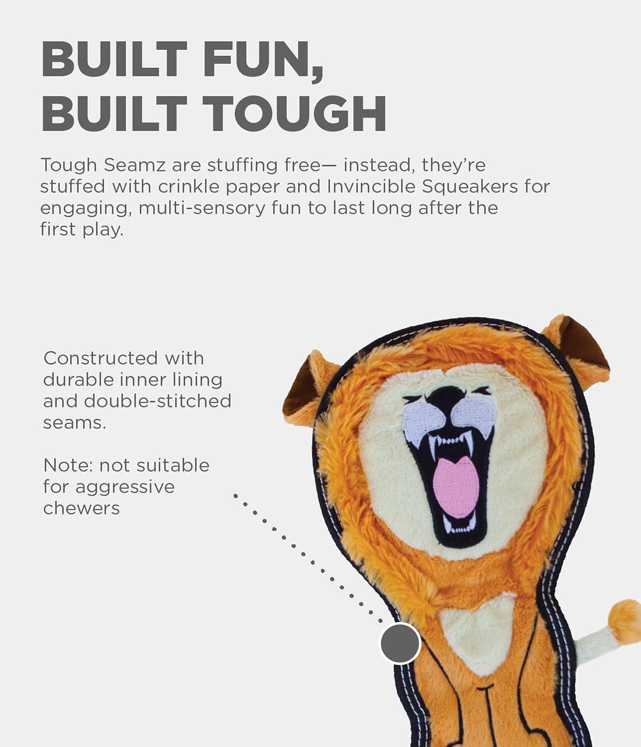 image:imageOutward Hound Tough Seamz Lion Plush Dog Toy MediumLion