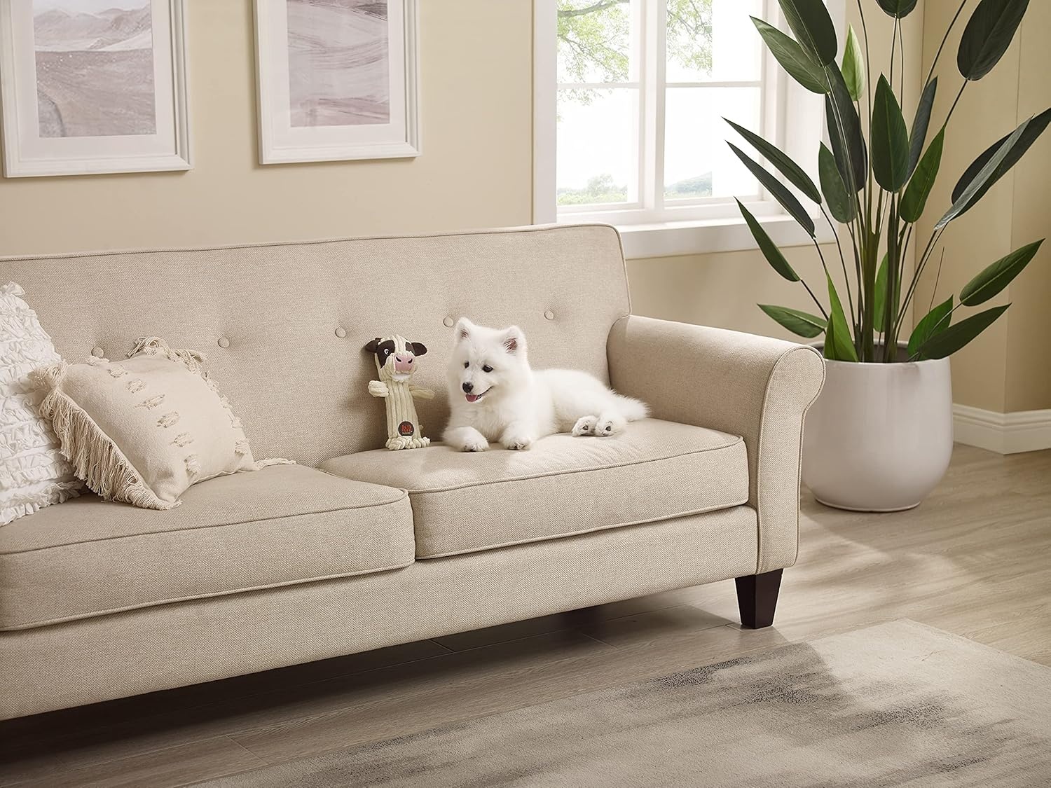image:imageOutward Hound by Charming Pet Animates Lamb Plush Squeaky Dog ToyTennis Heads Cow