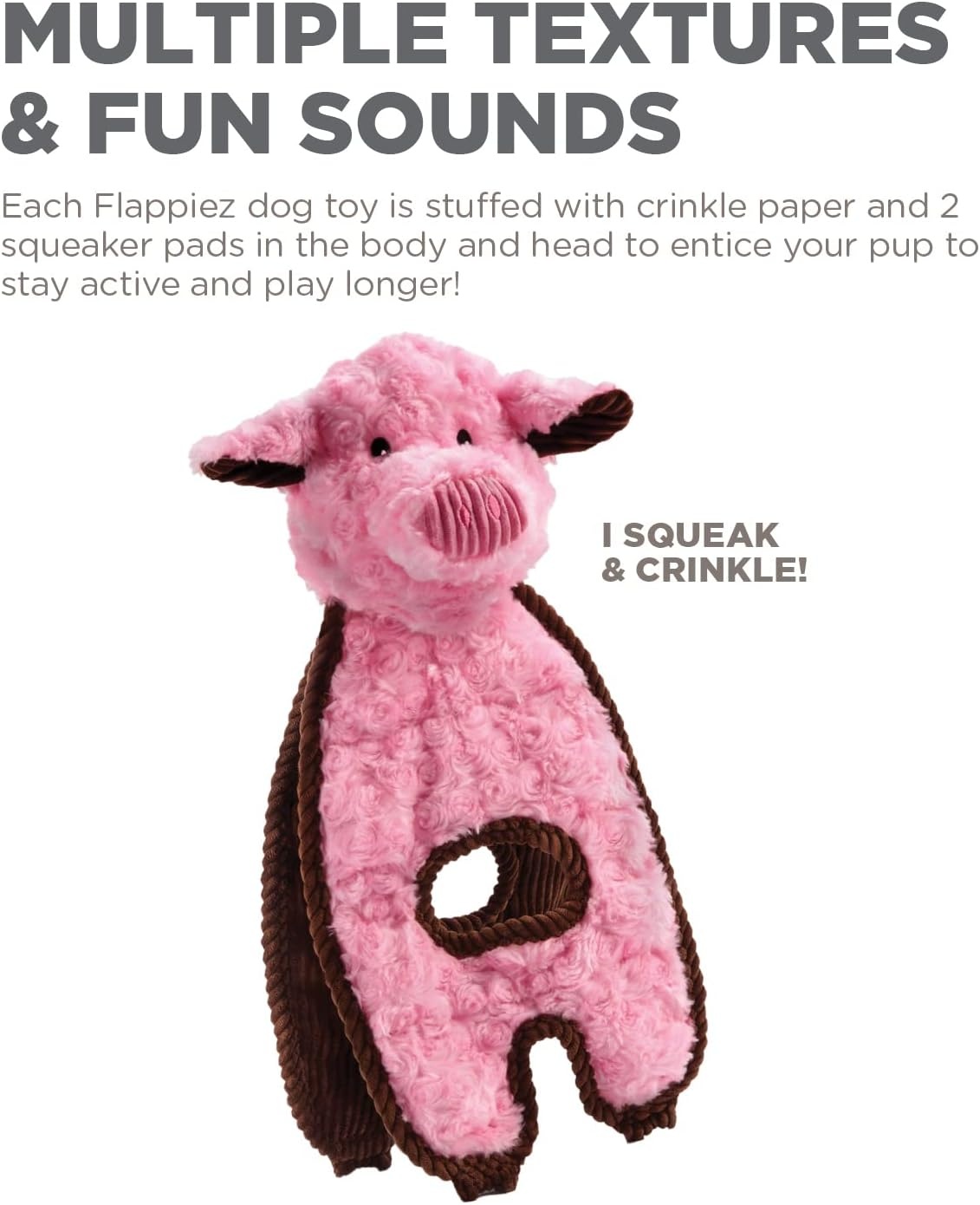 image:imageOutward Hound by Charming Pet Animates Lamb Plush Squeaky Dog ToyTugs Pig