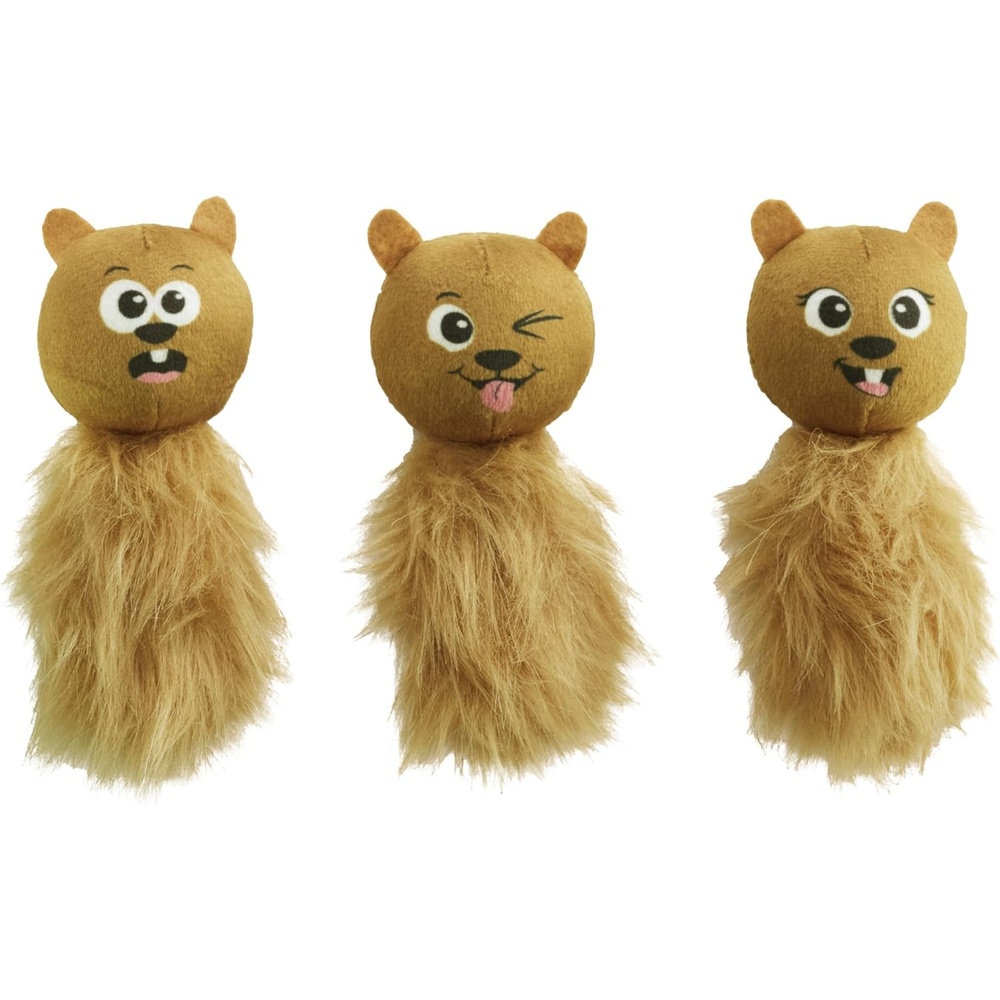 image:imageOutward Hound Nina Ottosson Plush Replacement Chipmunk Toys for Snuffle N Treat Dog Ball Puzzle 3 PackExtra Chipmunks Brown 3 Pack